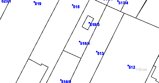 Parcela st. 518/1 v KÚ Lhota, Katastrální mapa