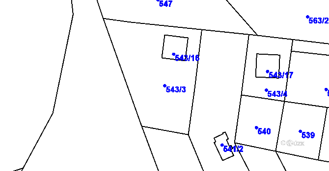 Parcela st. 543/3 v KÚ Lhota, Katastrální mapa