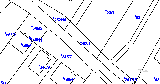 Parcela st. 252/1 v KÚ Lhota, Katastrální mapa
