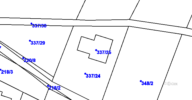 Parcela st. 337/25 v KÚ Lhota, Katastrální mapa