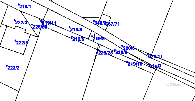 Parcela st. 225/25 v KÚ Lhota, Katastrální mapa
