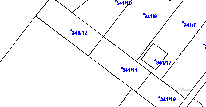 Parcela st. 341/20 v KÚ Lhota, Katastrální mapa