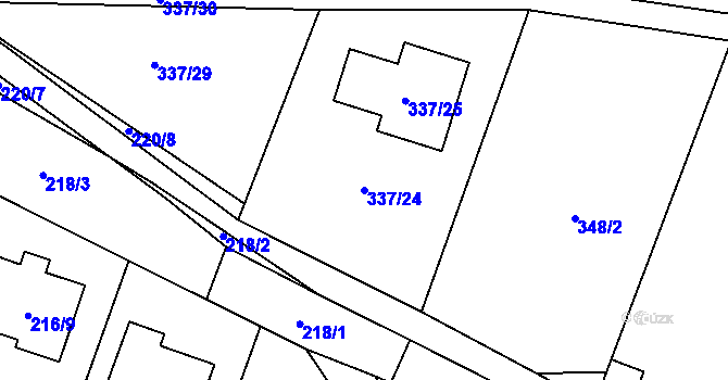 Parcela st. 337/24 v KÚ Lhota, Katastrální mapa