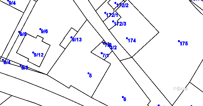 Parcela st. 7/1 v KÚ Lhota, Katastrální mapa