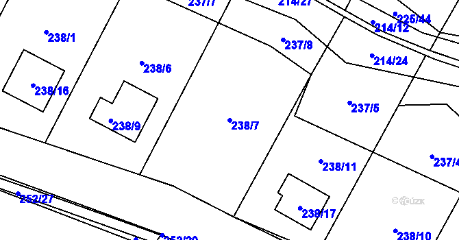 Parcela st. 238/7 v KÚ Lhota, Katastrální mapa