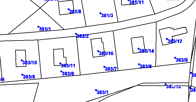 Parcela st. 383/16 v KÚ Lhota, Katastrální mapa