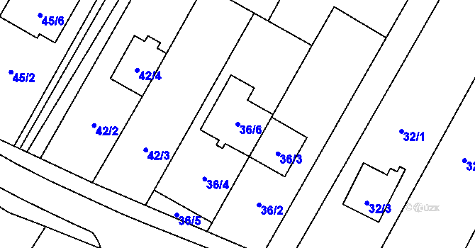 Parcela st. 36/6 v KÚ Lhota, Katastrální mapa