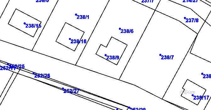 Parcela st. 238/9 v KÚ Lhota, Katastrální mapa