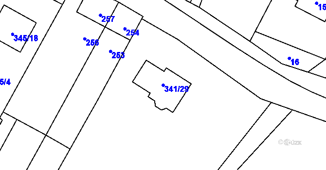 Parcela st. 341/29 v KÚ Lhota, Katastrální mapa
