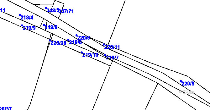 Parcela st. 219/7 v KÚ Lhota, Katastrální mapa