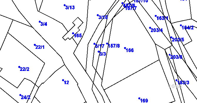 Parcela st. 3/3 v KÚ Lhota, Katastrální mapa