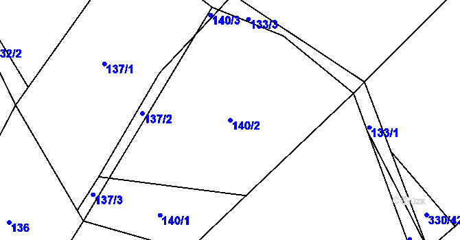Parcela st. 140/2 v KÚ Lhota, Katastrální mapa