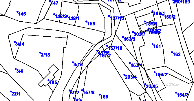 Parcela st. 157/6 v KÚ Lhota, Katastrální mapa