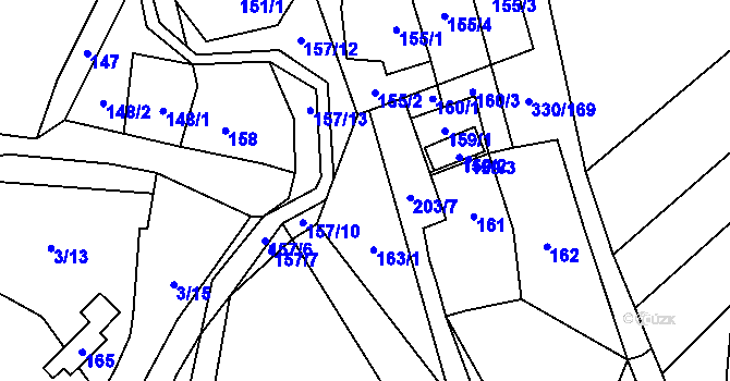 Parcela st. 163/2 v KÚ Lhota, Katastrální mapa