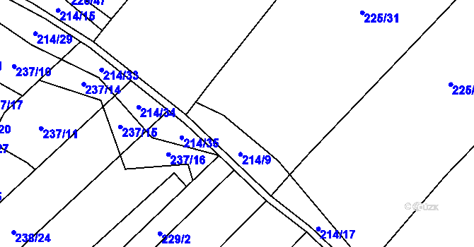 Parcela st. 225/42 v KÚ Lhota, Katastrální mapa