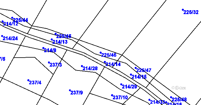 Parcela st. 225/46 v KÚ Lhota, Katastrální mapa