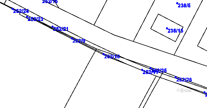 Parcela st. 252/10 v KÚ Lhota, Katastrální mapa