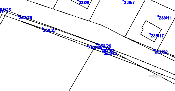 Parcela st. 252/12 v KÚ Lhota, Katastrální mapa