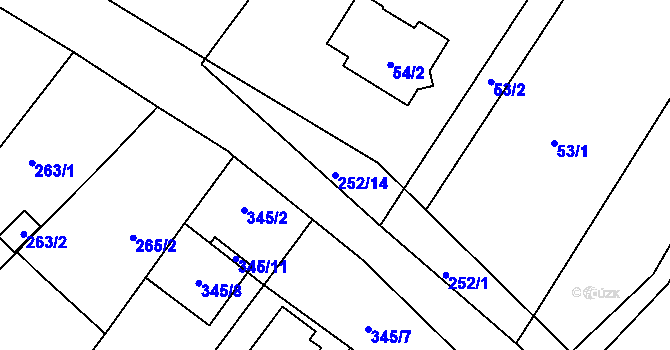 Parcela st. 252/14 v KÚ Lhota, Katastrální mapa