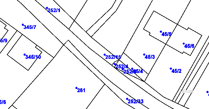 Parcela st. 252/15 v KÚ Lhota, Katastrální mapa