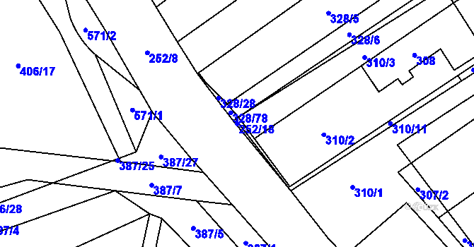 Parcela st. 252/18 v KÚ Lhota, Katastrální mapa