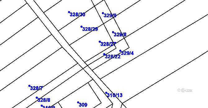 Parcela st. 328/22 v KÚ Lhota, Katastrální mapa
