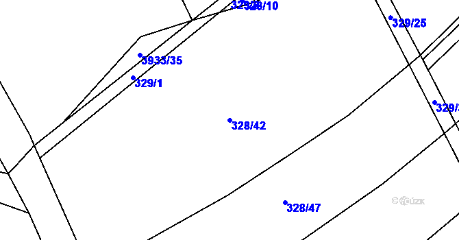 Parcela st. 328/42 v KÚ Lhota, Katastrální mapa