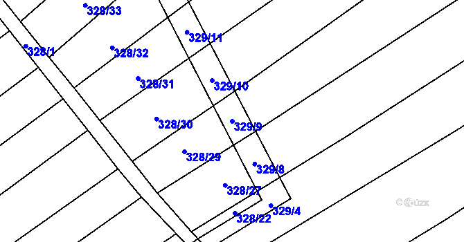 Parcela st. 329/9 v KÚ Lhota, Katastrální mapa