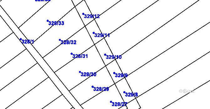 Parcela st. 329/10 v KÚ Lhota, Katastrální mapa
