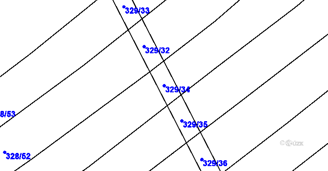 Parcela st. 329/34 v KÚ Lhota, Katastrální mapa