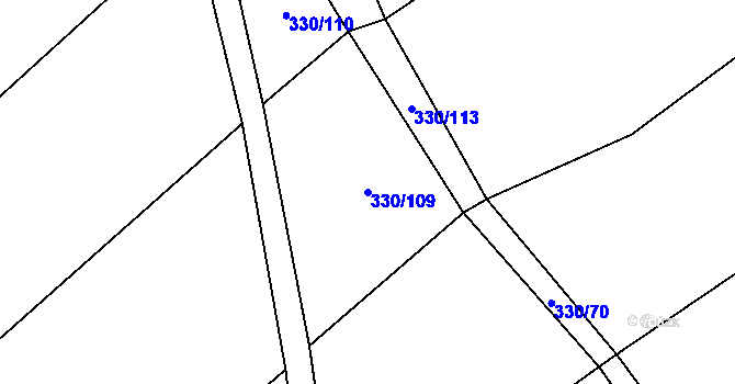 Parcela st. 330/109 v KÚ Lhota, Katastrální mapa