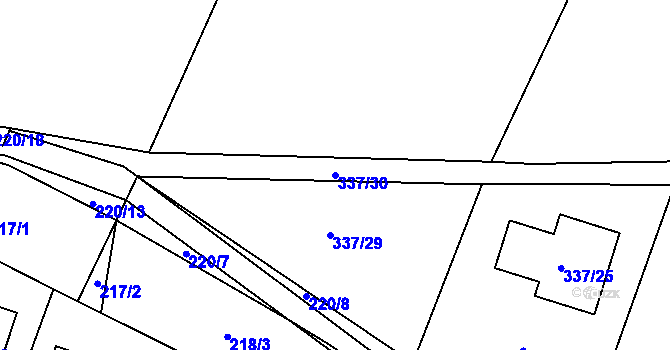 Parcela st. 337/30 v KÚ Lhota, Katastrální mapa