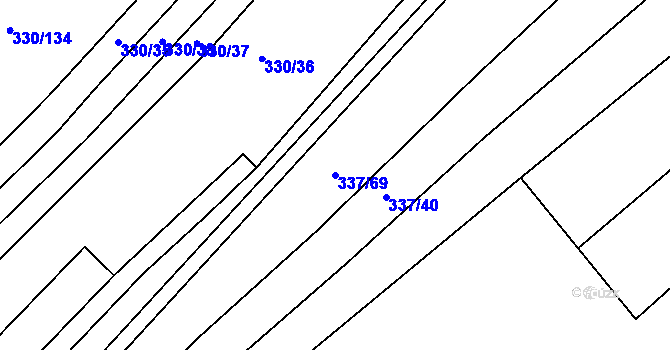 Parcela st. 337/69 v KÚ Lhota, Katastrální mapa
