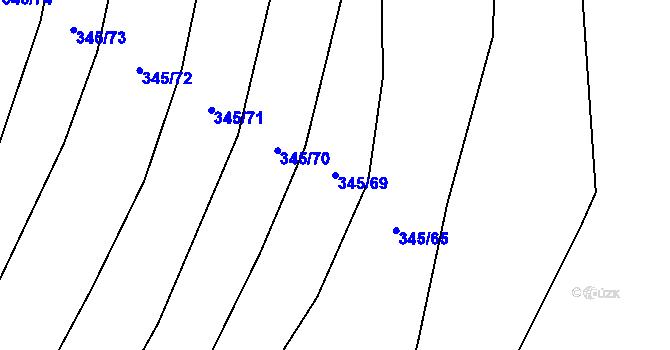 Parcela st. 345/69 v KÚ Lhota, Katastrální mapa