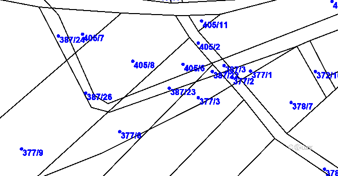 Parcela st. 387/23 v KÚ Lhota, Katastrální mapa