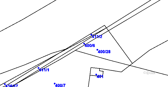 Parcela st. 400/6 v KÚ Lhota, Katastrální mapa