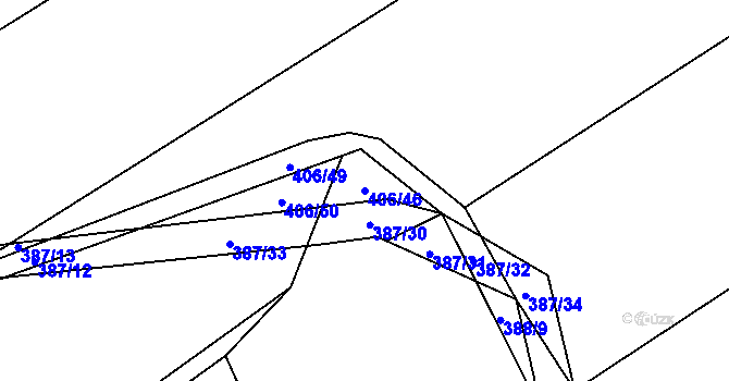 Parcela st. 406/46 v KÚ Lhota, Katastrální mapa