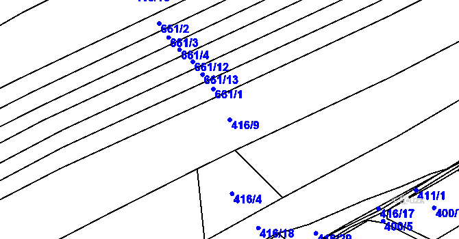 Parcela st. 416/9 v KÚ Lhota, Katastrální mapa