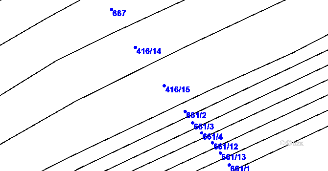 Parcela st. 416/15 v KÚ Lhota, Katastrální mapa