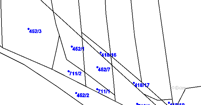 Parcela st. 418/16 v KÚ Lhota, Katastrální mapa