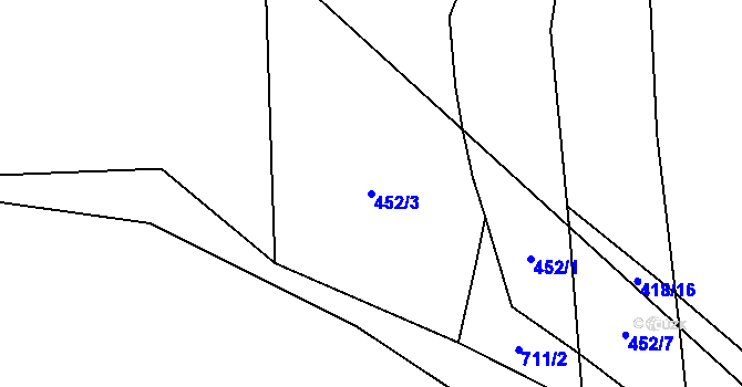 Parcela st. 452/3 v KÚ Lhota, Katastrální mapa