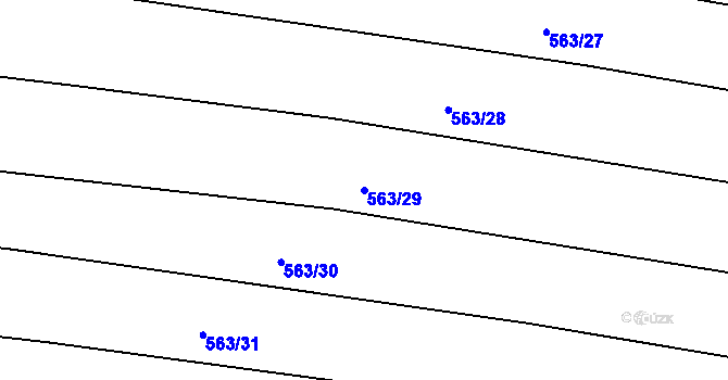 Parcela st. 563/29 v KÚ Lhota, Katastrální mapa