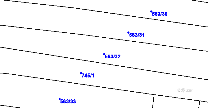 Parcela st. 563/32 v KÚ Lhota, Katastrální mapa