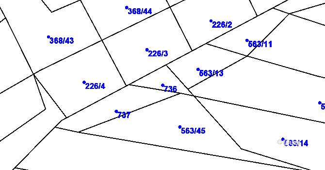 Parcela st. 736 v KÚ Lhota, Katastrální mapa