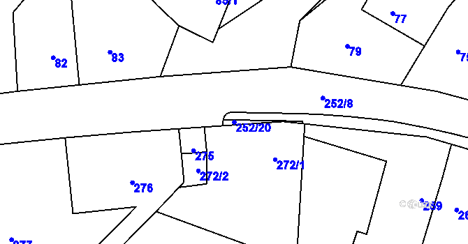 Parcela st. 252/20 v KÚ Lhota, Katastrální mapa