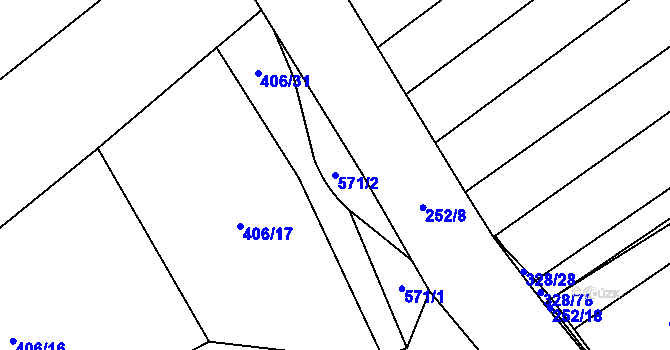 Parcela st. 571/2 v KÚ Lhota, Katastrální mapa