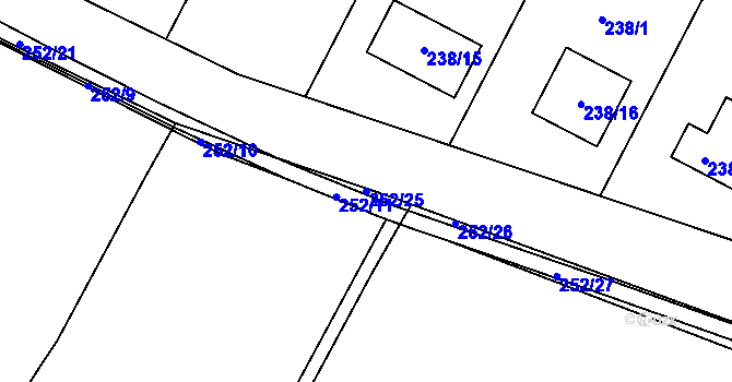 Parcela st. 252/25 v KÚ Lhota, Katastrální mapa