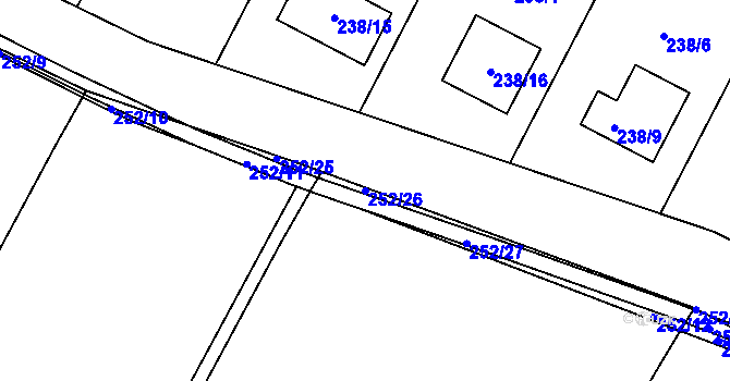 Parcela st. 252/26 v KÚ Lhota, Katastrální mapa