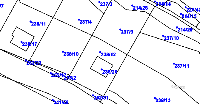 Parcela st. 238/12 v KÚ Lhota, Katastrální mapa