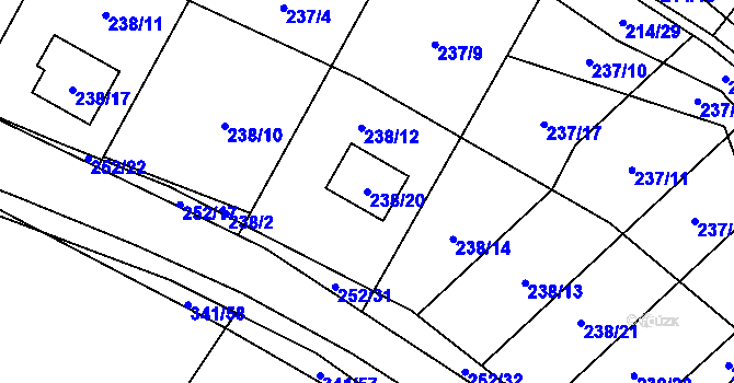 Parcela st. 238/20 v KÚ Lhota, Katastrální mapa